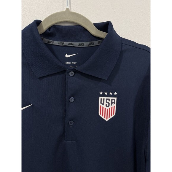 Nike Men's Polo Sports USA Shirt Size Large Navy Blue SOCCER BASKETBALL - Picture 2 of 5